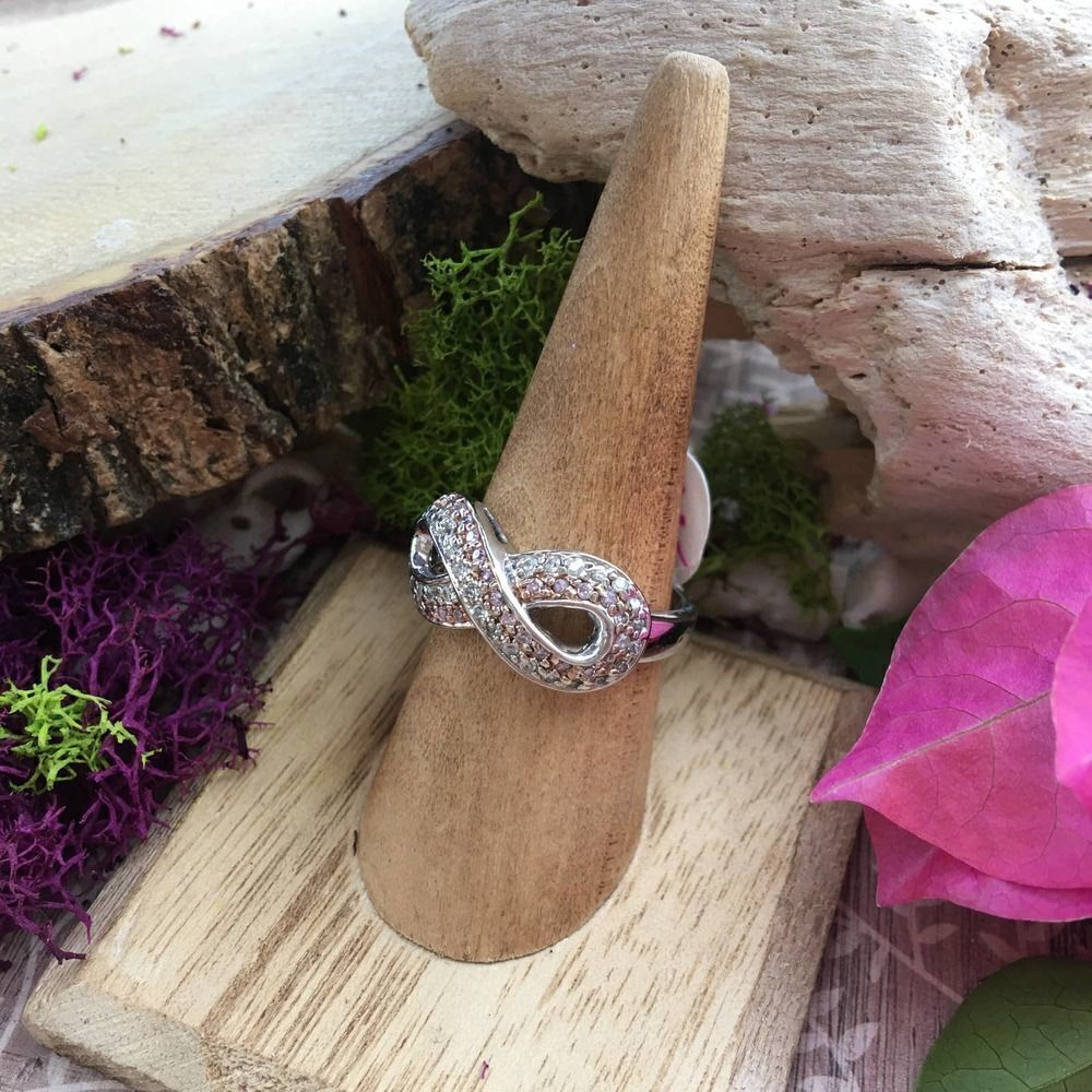 Sterling Silver Cz Infinity Ring Size 9 - Picture 2 of 5